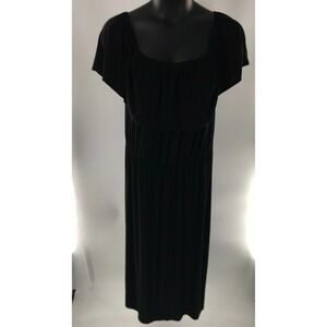 Ashley Stewart Plus Size Black Dress Ruffle Sleeve Maxi Dress Size 14/16